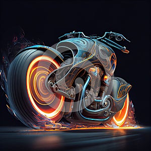 Racing bike with bright electric colors and futuristic eye-catching - Generated Artificial Intelligence- AI