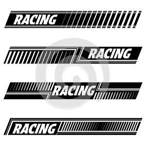 Racing black sport decals set