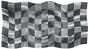 A racing black and white chequered silk flag