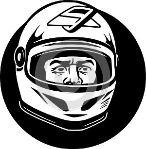 Racing - black and white isolated icon - vector illustration