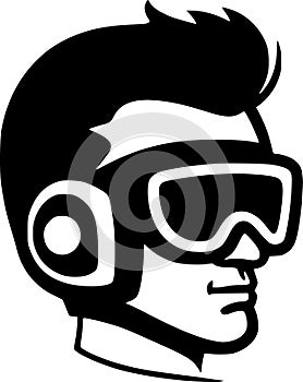 Racing - black and white vector illustration
