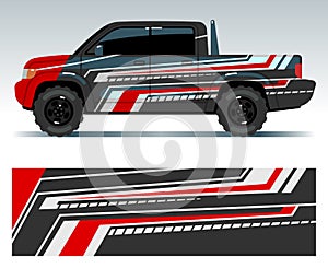 Racing car design. Vehicle wrap vinyl graphics with stripes vector illustration