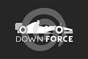 Racing car and downforce message