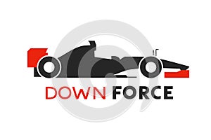 Racing car and downforce message