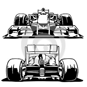 Racing car front and back view.