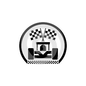 Racing car icon isolated on white background. Formula race car icon