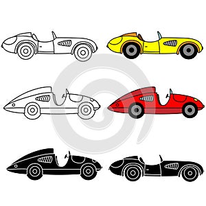 Racing car icon vector set. Bolide illustration sign collection. Race symbol or logo.