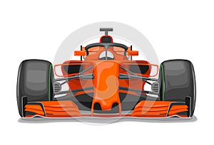 Racing car with protection front view. Vector flat color illustration