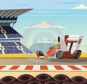 Racing car on racetrack