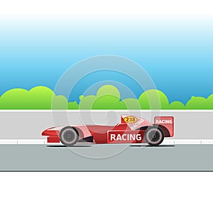 Racing car on a racing track
