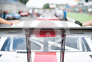 Racing car rear spoiler detail