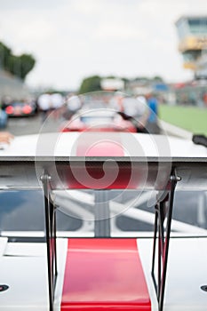 Racing car rear spoiler detail