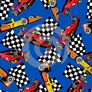 Racing car seamless pattern.