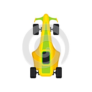 Racing car, speeding motor racing bolid top view vector Illustration