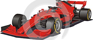 Racing car in the vector. Formula 1. Red car on white background