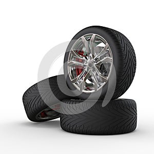 Racing car wheels - side view