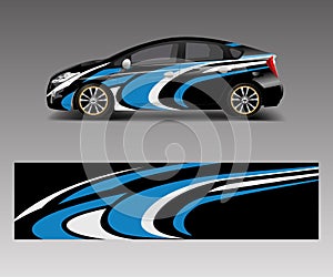 Racing car wrap. abstract strip shapes for car wrap, sticker, and decal template design vector