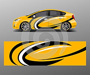 Racing car wrap. abstract strip shapes for Company car wrap, sticker, and decal template design vector