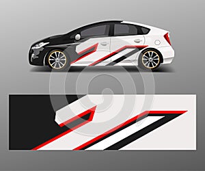 Racing car wrap. abstract strip shapes for Company car wrap, sticker, and decal template design vector