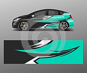 Racing car wrap. abstract strip shapes for Company car wrap, sticker, and decal template design vector