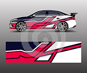 Racing car wrap. abstract strip shapes for Company car wrap, sticker, and decal template design vector