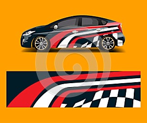 Racing car wrap with simple abstract stripe shapes for Company. Sport car racing wrap vector design template design vector