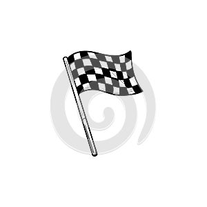 Racing checkered flag hand drawn outline doodle icon.