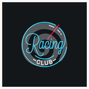 Racing club logo. Round linear logo of speed