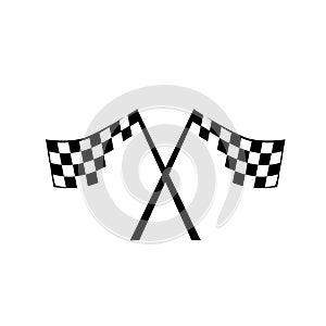 racing competition sign cross checkered flags logo vector illustration