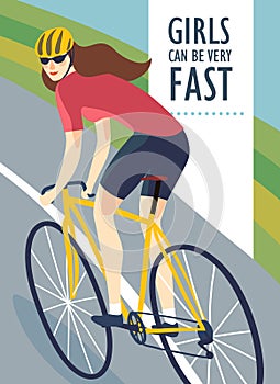 Racing cyclist woman poster