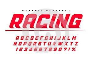 Racing display letters design, dynamic alphabet, numbers.