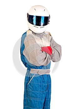 Racing driver with helmet