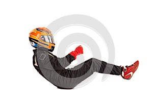 Racing driver with helmet