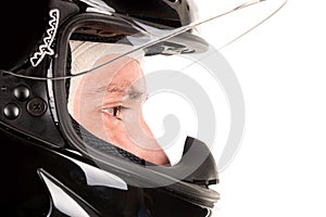 Racing driver with helmet