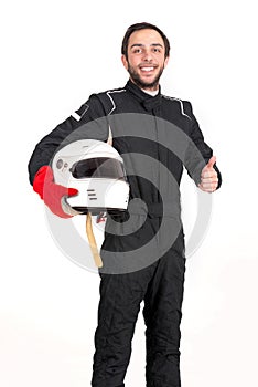 Racing driver isolated with helmet
