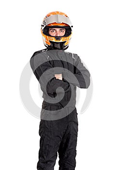 Racing driver isolated with helmet