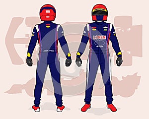 Racing driver uniform template mockup design