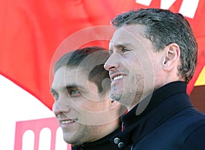 Racing drivers Vitaly Petrov and David Coulthard