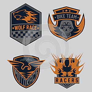 racing emblem set and design elements