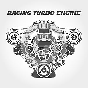Racing engine with supercharger power - turbo photo