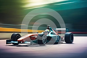Racing F1 car speed on the road with speed effect on background