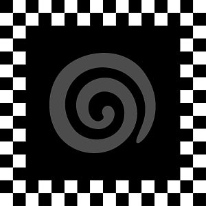 Racing flag, chessboard, checkerboard black and white alternating squares frame, boarder. Chequered background, backdrop vector