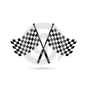 Racing flag finish with shadow on a white background, icon