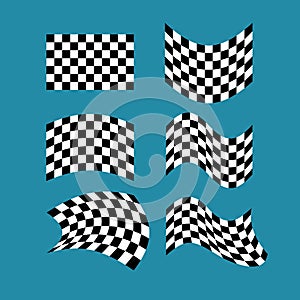 Racing flag set. Finish banner Collection. Vector illustration