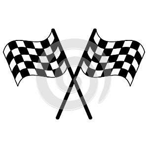 Racing flags crossed symbol in black and white