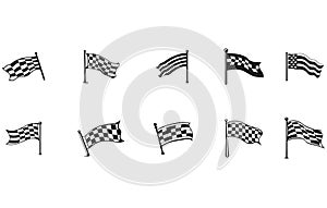 Racing flags illustration.vector black and white crossed racing checkered flags