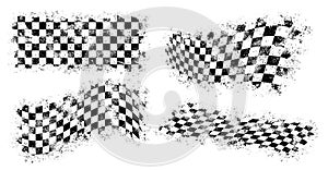 Racing flags monochrome set emblems