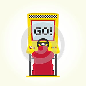 Racing game arcade machine vector