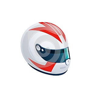Racing helmet in isometric view isolated on white background. Vector illustration