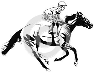 Racing horse and jockey
